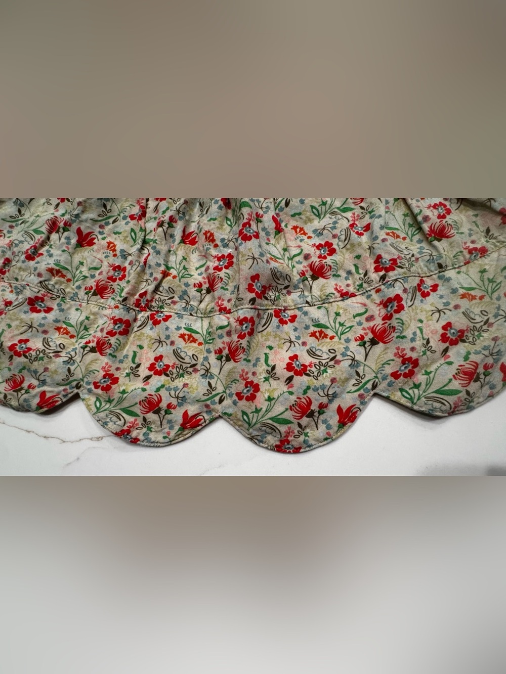Matilda Jane 12M floral dress Boho cottage twirl ruffle scalloped wood buttons - Picture 7 of 8